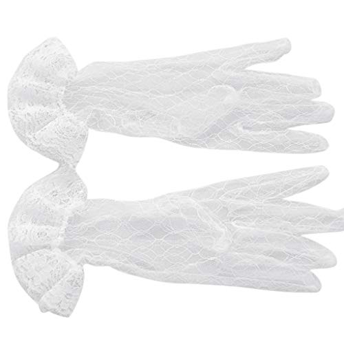 Women Short Lace Gloves Elegant Princess Formal Mesh Mitten For Wedding Dinner Party Pageant Costume