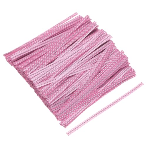 QUARKZMAN 500 Stück Twist Cable Ties 100mm Twistband, Kabelbinder Tasche Krawatten Tütenclips Verschlussstreifen Bindestreifen für Tüten Backen Süßigkeit Geschenk Beutel, Rosa