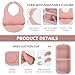 Travel Silicone Baby Feeding Set with 316 Stainless Steel Spoon & Fork ,Silicone Suction Plates, Foldable Bib, Storage Bag - Portable Infant Toddler Utensils, 6-Piece BPA-Free Dishware Kit（pink）