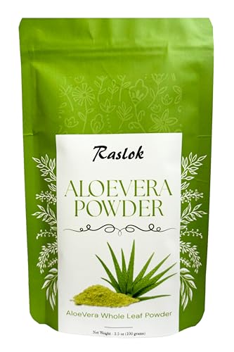 Raslok Aloe Vera Powder | Aloe barbadensis Powder | Natural Skin Moisturizer (3.52 oz) | for External Use Only
