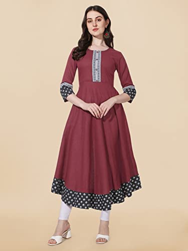 Image of MIRCHI FASHION Women's Straight Fit Rayon Sequins Embroidered and Polka Dots Printed Kurti Only
