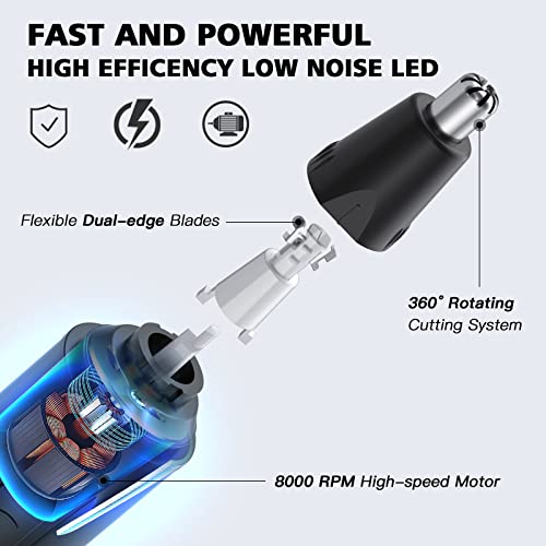 Ear And Nose Hair Trimmer-Rechargeable Nose Trimmer For Men And Women-2023 Professional Painless Nose Clipper Eyebrow & Facial Hair Trimmer-Ipx7 Waterproof Dual Edge Blades For Easy Cleansing-Black #TOP3