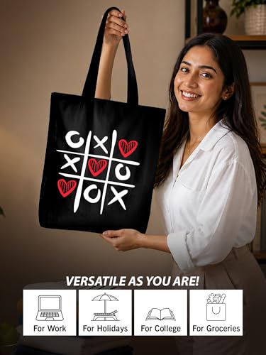 Image of DOODLE Premium Canvas Tote Bag for Women with Zip and Inner Pocket for Shopping, Office, Travel and Daily Use