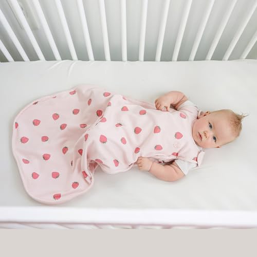 Image of Woolino Toddler Sleeping Sack, 4 Season, Merino Wool and Organic Cotton, Baby Sleep Bag, 2-4 Years, Strawberry