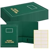 Kisston 25 Pcs Tax Return Folders Bulk 2 Pocket Gold Foil Stamped Income Tax Folders with Blank Labels Business File Office Organizer (Green)