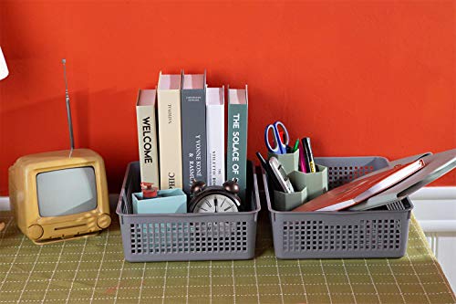 Eslite Plastic Organizing Baskets/Storage Tray Baskets,6-Pack,Gray #TOP3