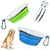 Hundenäpfe Faltbare Reiseschale 2 Stück fütternde Hundenäpfe mit Deckel und Haken , Hundenapf Tragbare Silikon Trinkschale für Katzen,Hunde Wanderungen and Camping (L, Green Blue)