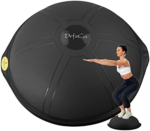DrfzCa Balance Ball Trainer-Half Ball for Yoga with Resistance Band and Foot Pump, Improve Workout Half Balance Ball,Exercise Balance Ball for Stability Training and Home Gym