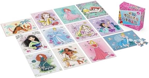 Disney Princess, 12-Puzzle Pack 48-Piece 63-Piece 100-Piece Jigsaw Puzzles for Kids Ariel Moana Cinderella Jasmine, for Preschoolers Ages 4 and up 2 41mIoSb2tZL. AC