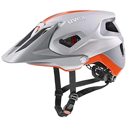uvex quatro integrale - extrem leichter MTB-Helm für Damen und Herren - individuelle Größenanpassung - verstellbarer Schirm - silver - orange matt - 52-57 cm