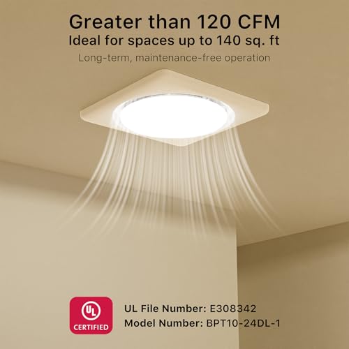 FWASTT Bathroom Exhaust Fan with Light UL Certified 120 CFM 1.2 Sones 11.8 Inch Bathroom Vent Fan with Adjustable LED Light 2700K 4000K 6500K Quiet Ventilation for Home Bath Hotel by FWASTT - Image 2