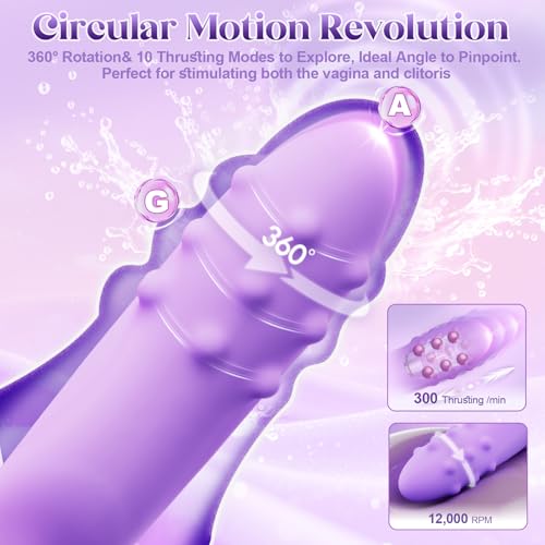 Image of Vibrator Sex Toys Thrusting Dildo - Rolling G Spot Stimulator with Tri-Row 360Rotating Beads + 10 Thrust + 10 Vibration for Dual Rabbit Ears, Ultra-Soft Liquid Silicone Adult Toy for Women Men Couple