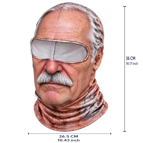 3D Old Man Ski Mask Funny Realistic Face Balaclava Printed Full Face Cover - image 3