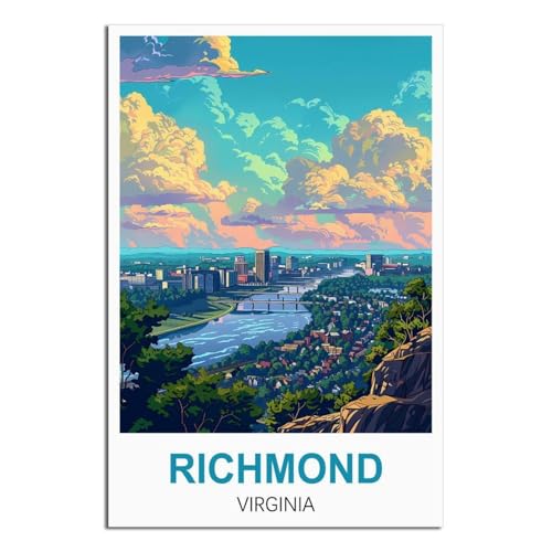 Richmond Virginia Vintage Travel Posters 20x30inch(50x75cm) Canvas Wall Art Print Modern Painting Poster for Living Room Decor