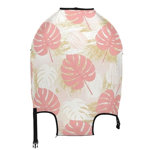 Joisal Prints Luggage Protector Custom Suitcase Covers Protective Abstract Pink Monstera Leaves Gold Vacation Essentials Suitcase Sleeve, S, Fits 18-20 Inch Case2