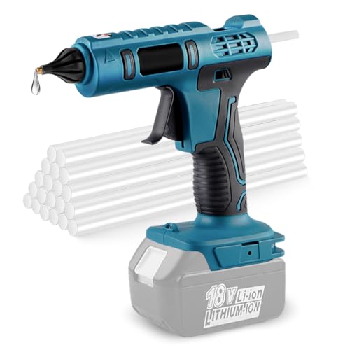 Akku Heißklebepistole Kompatibel mit Makita 18V Lithium-Akku (Ohne Akku) 100W Kabellose Klebepistole mit 20 Stück Klebestiften Schnelle Erwärmung