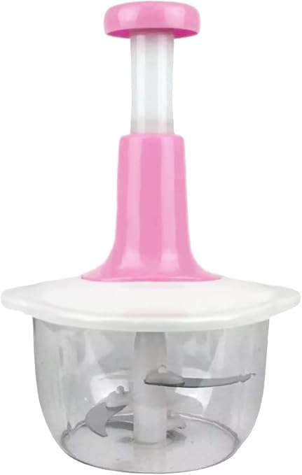 INDIAN CREATION Mini Vegetable Push Chopper (800 ML), Steel Blades, Unbreakable Food-Grade Plastic, Anti-Slip Base 3 Blades for Effortlessly Chopping Vegetables and Fruits