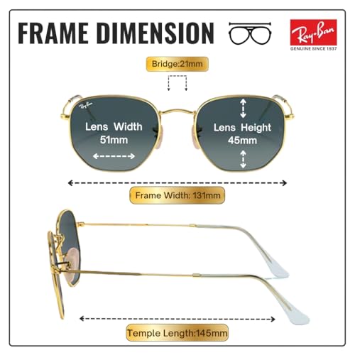 Image of Ray-Ban RB3548N HEXAGONAL FLAT LENSES Square-Round Shape Sunglasses for Men & Women with Official Eyewear Kit