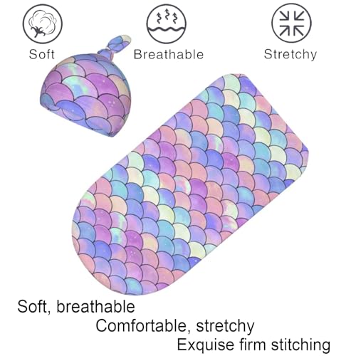 Image of Swaddle Blanket, Soft Swaddling Blanket Baby Clothes, Mermaid Theme Baby Stuff