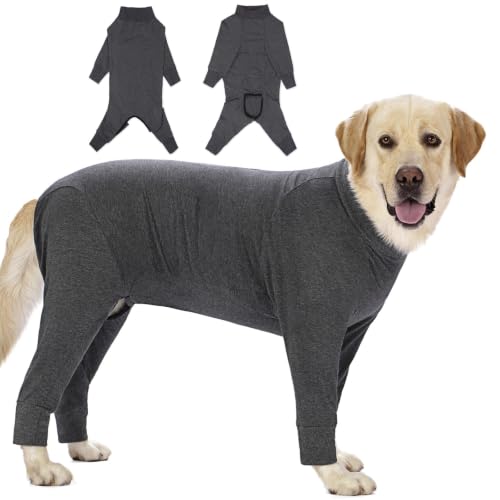 Image of kzrfojy Dog Recovery Suit for Dogs After Surgery Female Male Medium Large Dog Neuter Spay Onesie for Shedding Prevent Licking Surgical Wound Dog Cone Alternative Grey