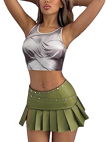 スカート andwang Kirakira box pleats mini skirt ANDWANG kirakira zipup＋frillcullotte