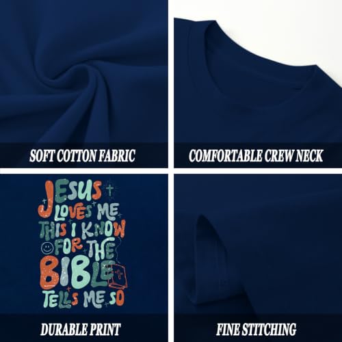 Image of Christian Shirts for Boys Kids Jesus Loves You Bible Verse God T Shirts Religious Faith Cute Graphic Tees Casual Tops