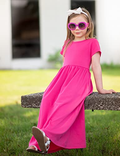 Image of Arshiner Girls Maxi Dress Long /Short Sleeve Casual Holiday Dress with Pockets for 5-13 Years