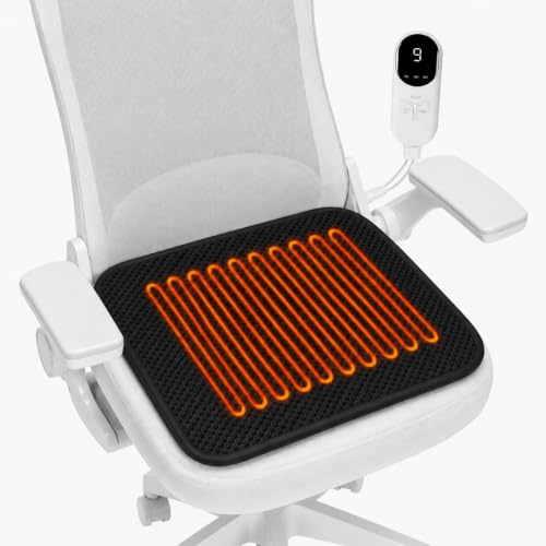 Heated Seat Cushion for Office Chair, 9 Heat Levels & 3 Timers, Black
