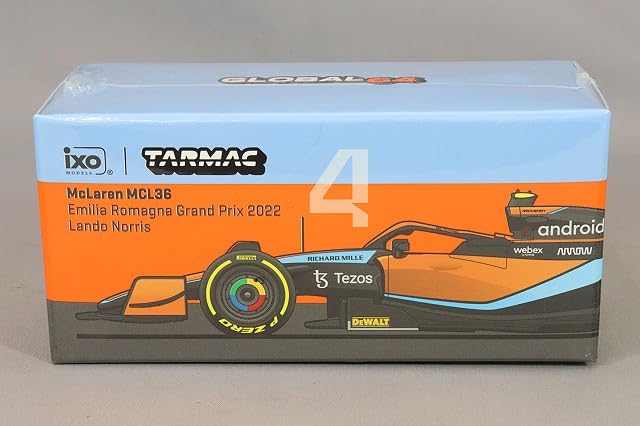 Tarmac Works Kit Modellino Auto McLaren MCL36 F1 2022 Emilia Romagna GP #4 L. Norris Modellino per Hobbyisti e Appassionati, Età 14+