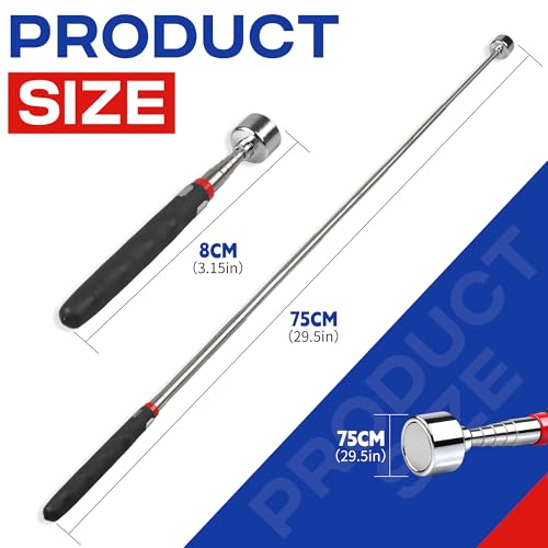 Image of 2PCS Telescoping Magnetic Pickup Tool | Heavy Duty with 40lb Pull Force | 30in Strong Telescopic Magnet Stick | Non-Slip Extendable Magnetic Pick Up Tools | Gifts for Men Women | Birthday Father's Day