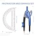 YOOUSOO Compass and Protractor Set, Student Geometry Math Set, Drawing Compass and 6 Inch Clear Swing Arm Protractors 180 Degree Math Protractor, Back to School Supplies