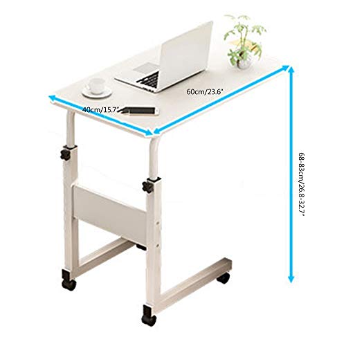 Table de lit ajustable pour chambre et bureau meuble d'appoint blanc