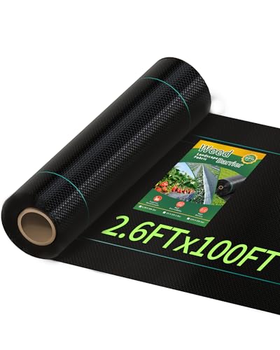 Pterying 2.6ftx100ft Weed Barrier Landscape Fabric Heavy Duty, Premium Garden