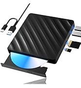 5 in 1 External Blu Ray Drive, Portable Blu Ray Player with USB 3.0 Type-C, CD DVD Burner 3D Blu ...