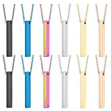 DONGKER Stainless Necklace Blank Bars,12 PCS Mirror Polishing Rectangle Engravable Keychain Blanks with Hole for Necklace Jewelry Keychain Making Holiday Birthday DIY Image
