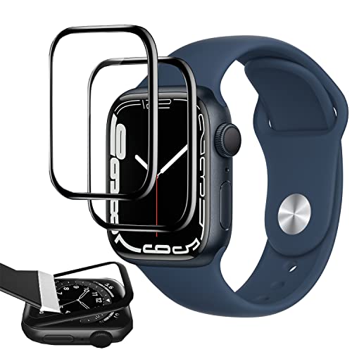 45MM Apple Watch Series 7 Schutzfolie[PMMA-Verbund][2 Stück][Mit Scraper Card]Kompatibel mit Apple Watch Series 7 45MM Vollständige Abdeckung Schutzfolie(Kein Ausrichtungswerkzeug enthalten) Cover