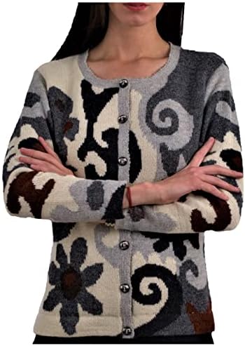 Alpaca Cardigan for Women, Embroidered. 100% Peruvian Baby Alpaca...