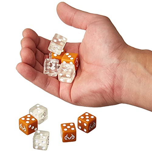 Realtree Edge Dice Set - 10 Pack Of Orange & Clear Game Pieces - Six-Sided Dice Board Gaming Accessories - Cool Outdoors Themed Stuff For Father's Day, Family Game Night, Dice Rollers #TOP3