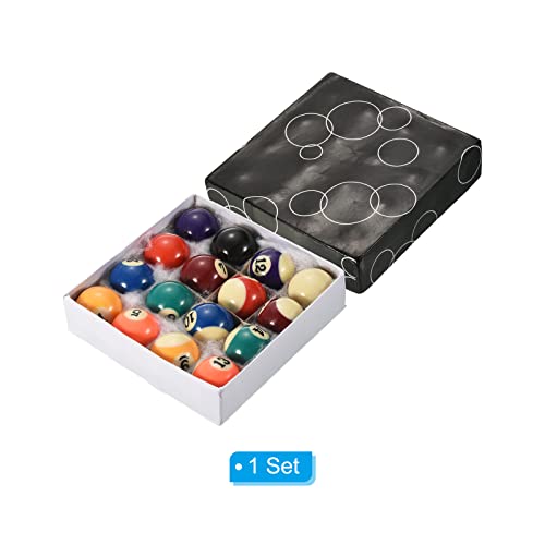 PATIKIL 1-1/2 Inch Billiard Balls Set, Mini Size Billiard Balls Set Pool Balls Complete 16 Balls for 6 Feet Pool Table, Multicolored - Image 3