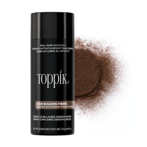 Toppik Hair Building Fibers Medium Brown 27.5g Fill In Fine or Thinning Hair Instantly Thicker Fuller Looking 9 Shades for Men & Women Keratin Protein Formula