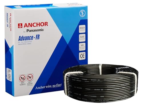 Image of Anchor by Panasonic Advance FR 90m 1 sq.mm Electric Wire, PVC Insulated Class 2 Conductor (100% Copper), Anti-Rodent & Flame Retardant Wire for Domestic & Industrial Use (27390BK)