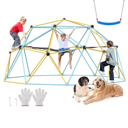 VEVOR Cupola da Arrampicata Geometrica per Bambini da 3 a 10 Anni, Cupola d'Arrampicata 305 cm con Amaca e Altalena, Portata 340 kg, con Maniglia da Arrampicata, Parco Giochi per Interno Esterno