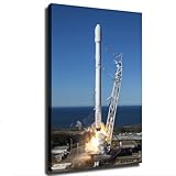 Art Print Spacex Falcon 9 Rocket Launch Photography Poster Printing Canvas Art Decor Living Room Bedroom Hallway Decoration Send Boys Girls Gift (08×12inch No Framed)