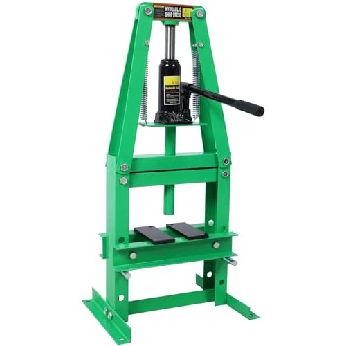FRITHJILL Heavy-Duty 6-Ton Hydraulic Shop Press with Adjustable Height - Benchtop A-Frame Design for Auto Repair, Metalworking, and Industrial Applications, Green