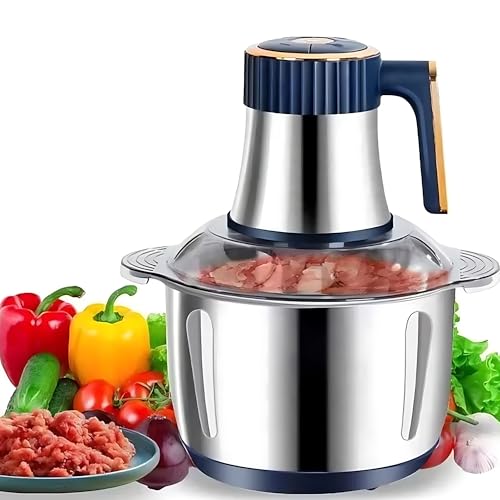 Robot kuchenny 5 l, rozdrabniacz ze stali nierdzewnej z 6 trwałymi ostrzami, młynek do mięsa 500 W, do mięsa, sałatek, sosów, warzyw, owoców i orzechów