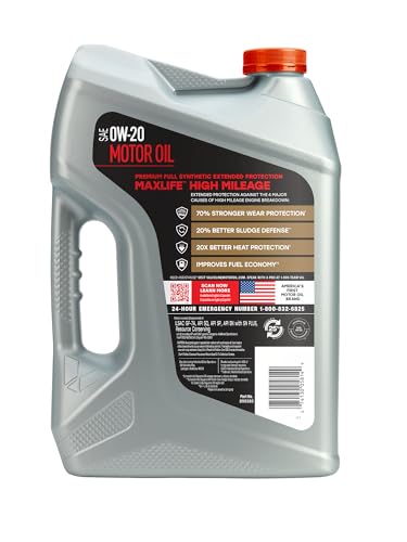Image of Valvoline Extended Protection High Mileage with Ultra MaxLife Technology 0W-20 Full Synthetic Motor Oil 5 QT, Case of 3