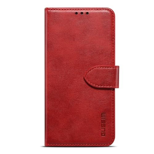 Étui iPhone 16 Pro avec fentes pour cartes et rabat intégral rouge