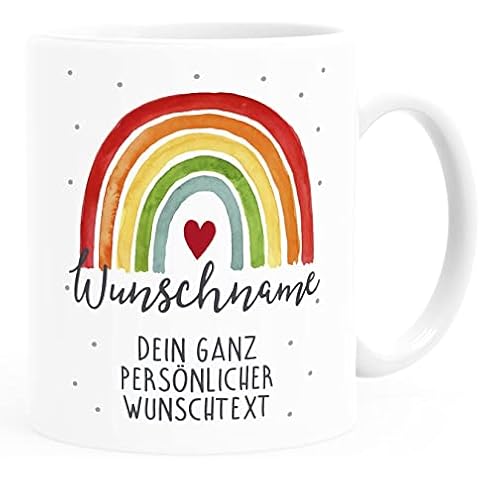 SpecialMe® Kaffee-Tasse Regenbogen personalisiert mit Name und Wunschtext dein eigener Text personalisierbare Geschenke Dein Wunschtext weiß standard Cover