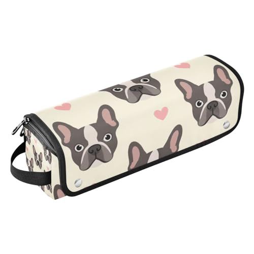 Bolso de viaje para herramientas de cabello Hot Hair Tools con almohadilla resistente al calor, organizador portátil para planchas, alisadores, rizadores, bolsa de almacenamiento beige con diseño de perro francés para mujeres miniatura 1