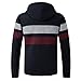 Lu's Chic Men's Full Zip Hoodie Winter Thermal Striped Knitted Long Sleeve Cardigan Sweater Thermal Slim Fit Hooded Sweatshirt Fuzzy Fleece Lined Jacket Casual Streetwear Navy X-Large